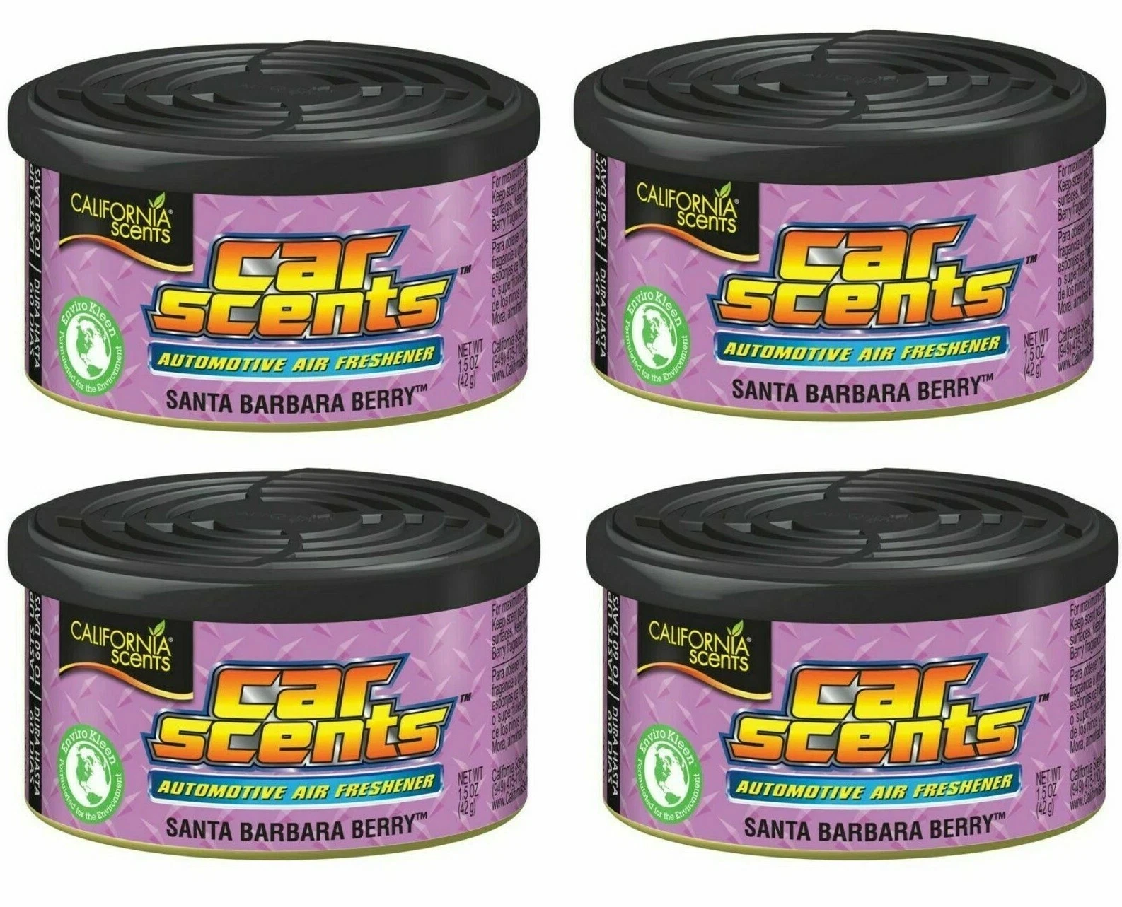 4 Pack of California Scents Santa Barbara Berry Car & Home Air Freshener Can Tin