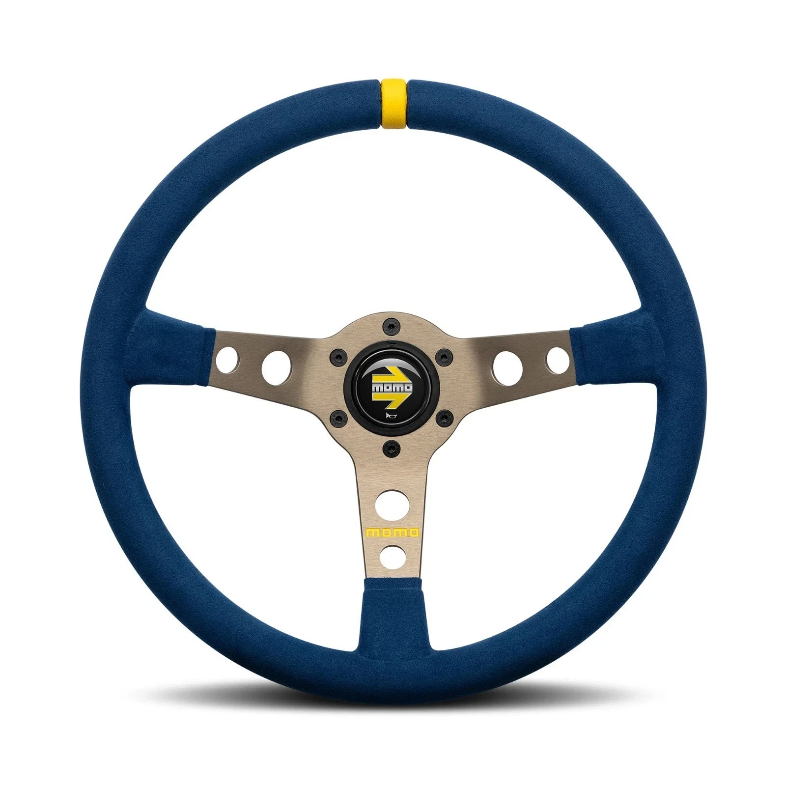 MOMO Mod07 Blue Suede Dished Steering Wheel Anthracite Spoke 350mm Diameter